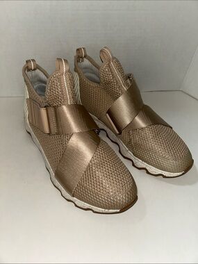 Sorel Women's Metallic Taupe Beige Slip-On Knit Sneakers